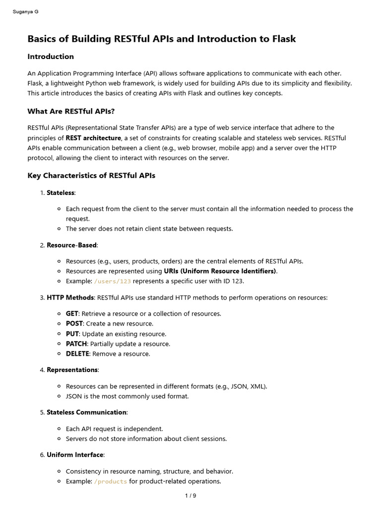 Python Flask Framework & RESTful APIs - A Practical Guide | PDF ...