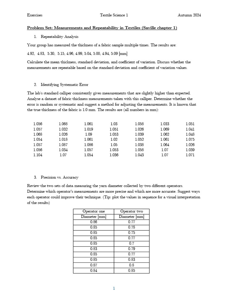 Textile Science 1 Exercises | PDF | Significant Figures | Euclidean Vector