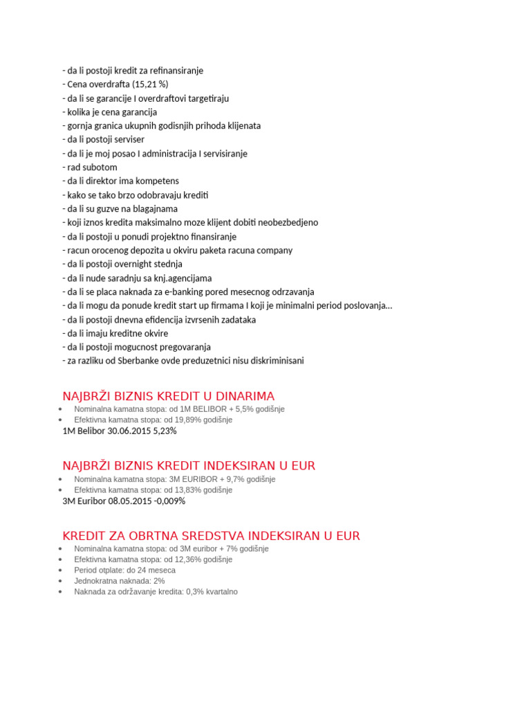 Pitanja Za UniCredit | PDF