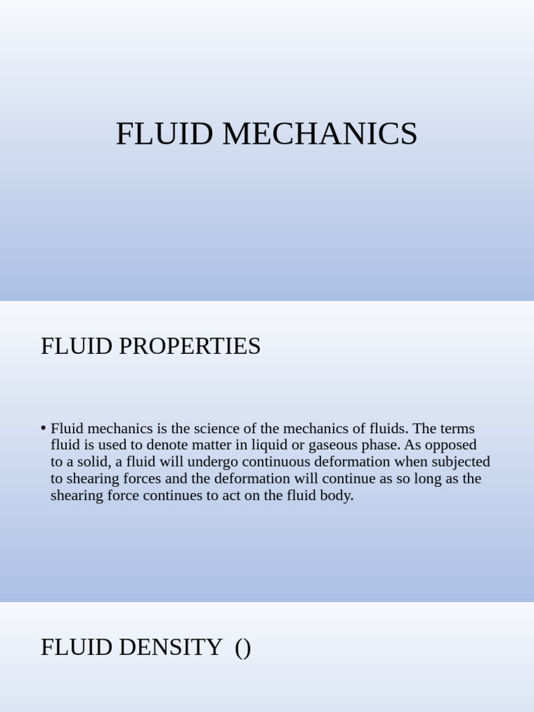 Fluid Mechanics Prelim Coverage | PDF | Pressure | Liquids