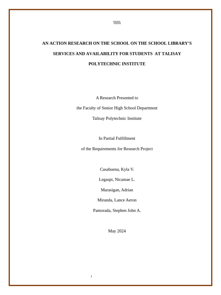 Talisay Polytechnic Library Services Study | PDF | Libraries | Methodology