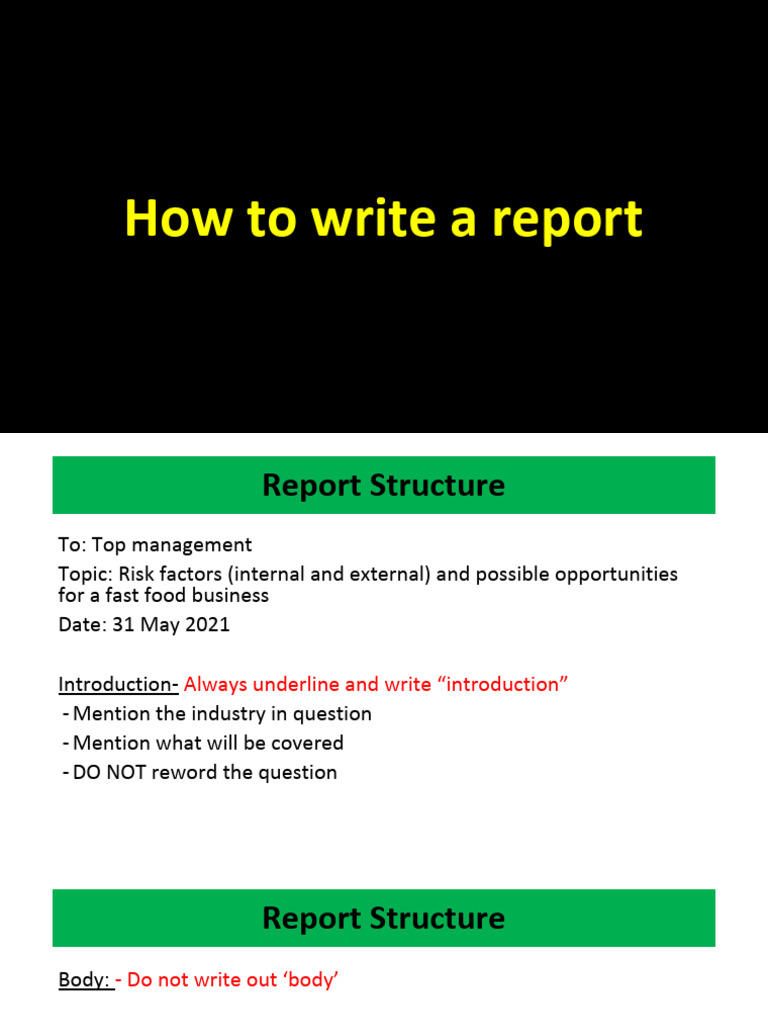 How To Write A Report | PDF