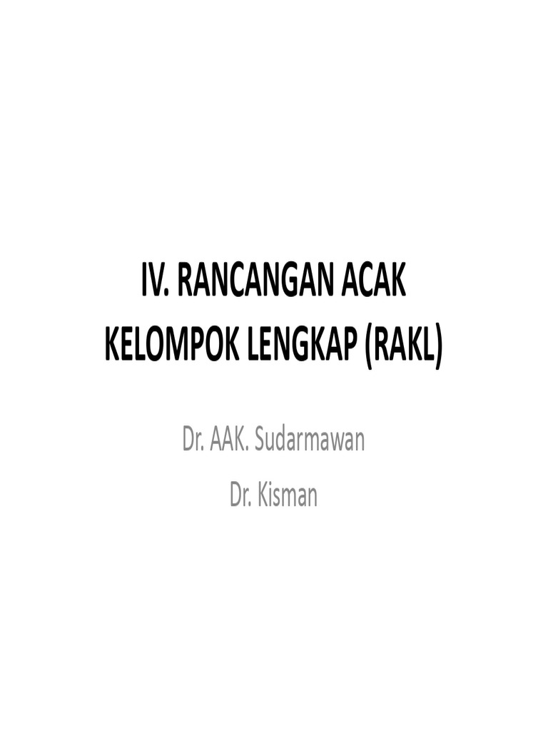 Rancangan Acak Kelompok Lengkap (RAKL) | PDF