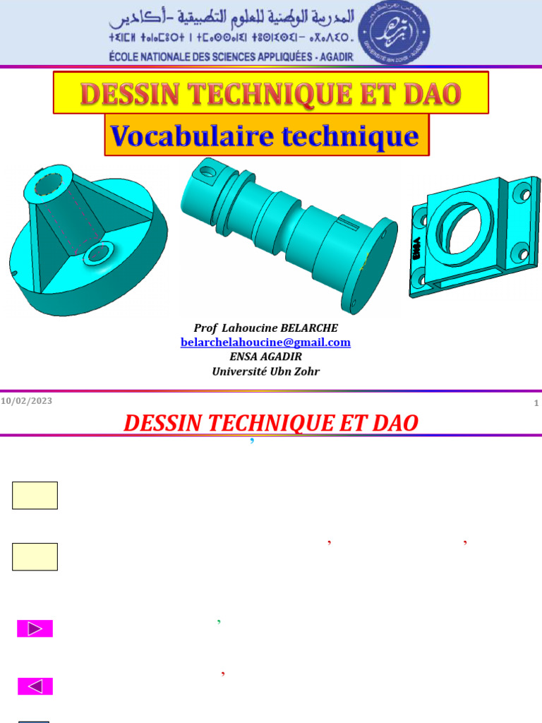 Vocabulaire du Dessin Technique | PDF | Perçage | Vis de fixation