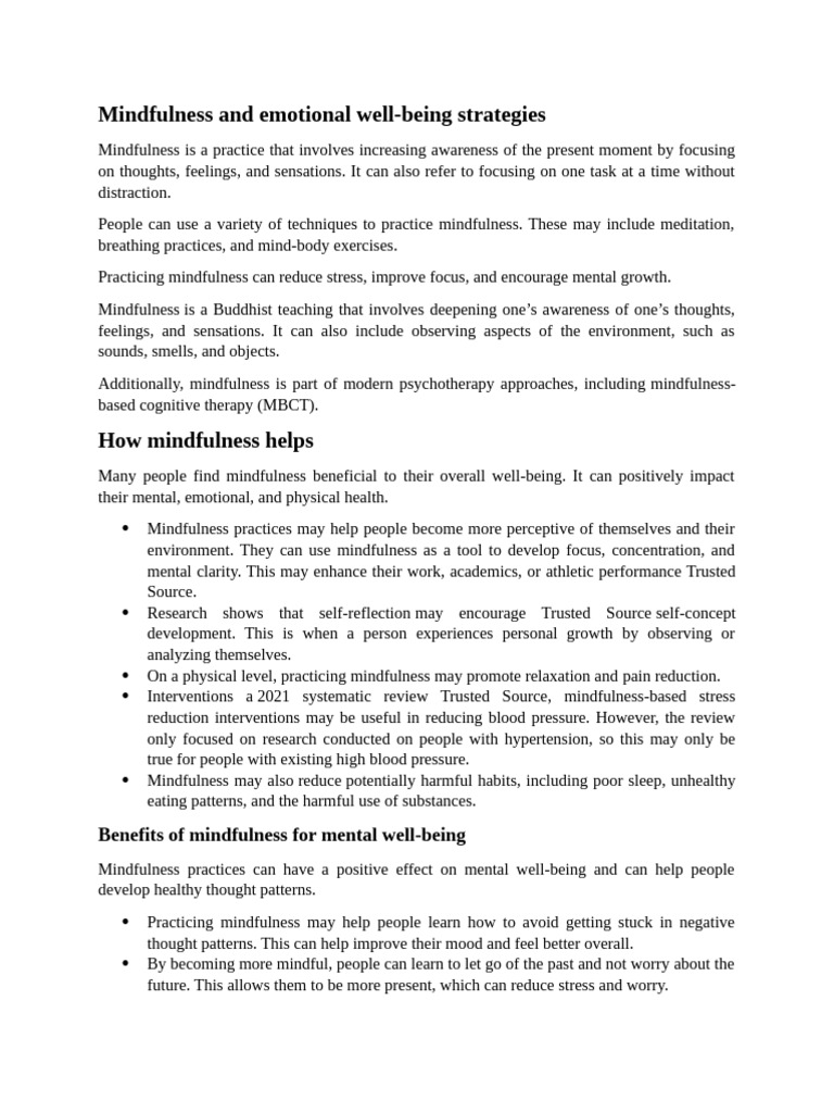 Mindfulness Strategies for Emotional Well-Being | PDF | Mindfulness ...