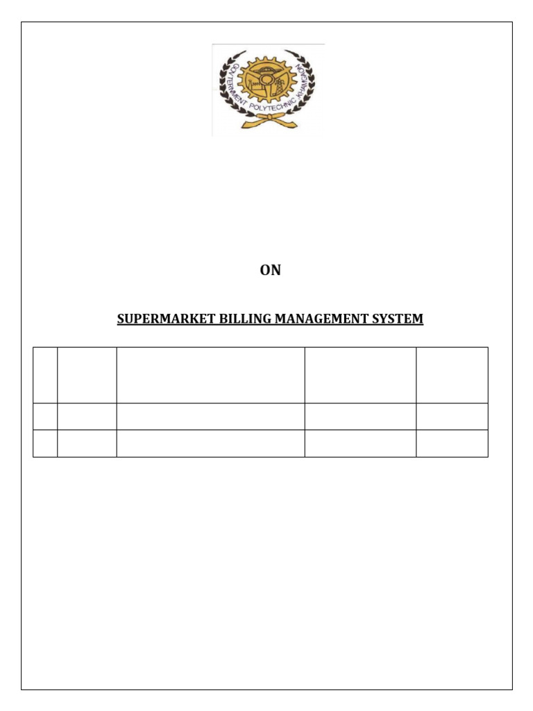 Supermarket Billing Management System Report | PDF | Software ...