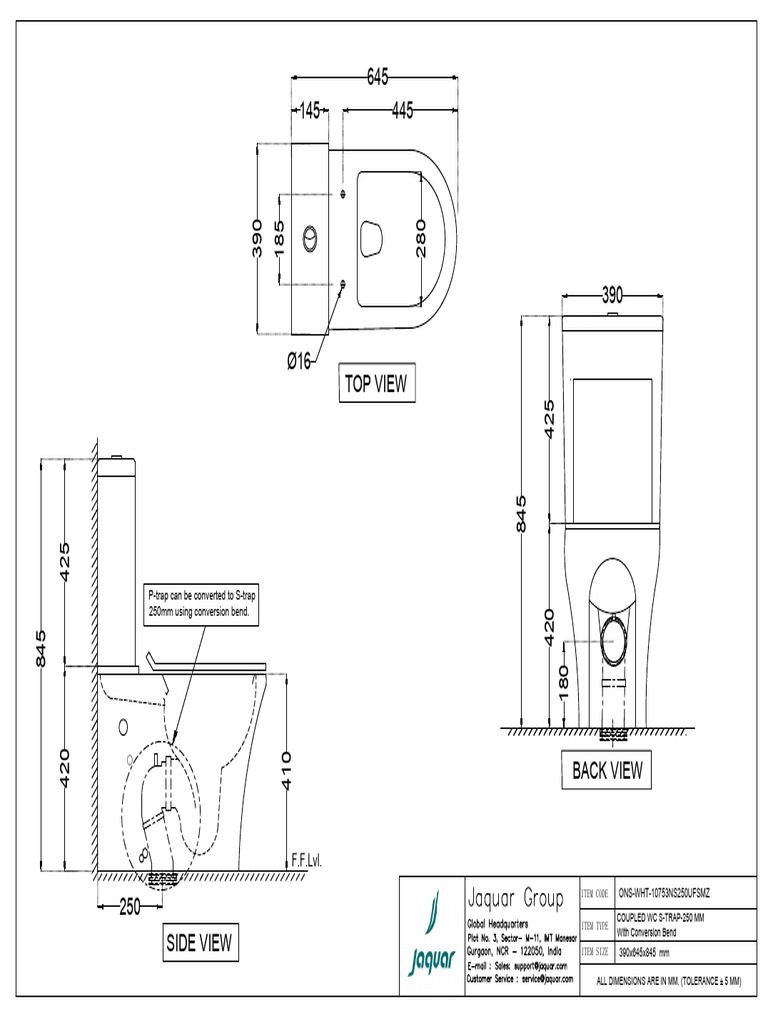 Coupled WC S-Trap Dimensions Guide | PDF
