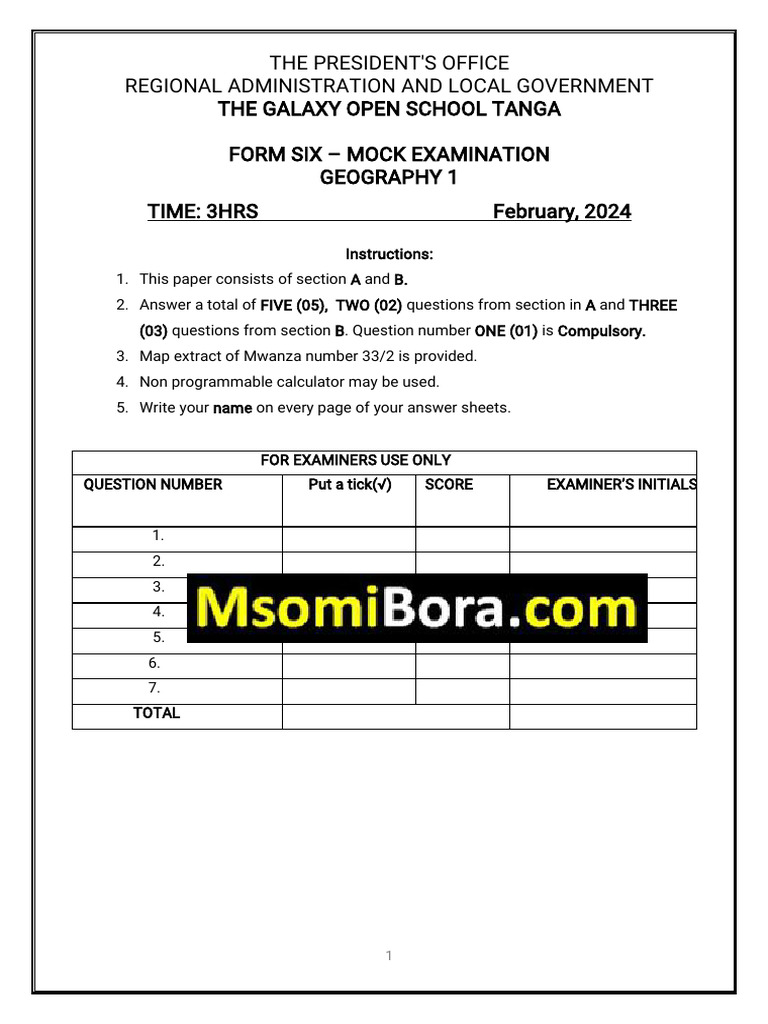 Geography1 Galaxy Mock 2024 Pdf Earth Sciences Science