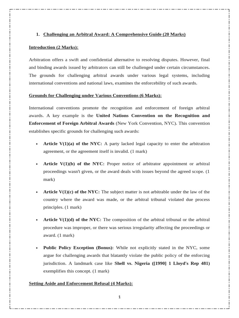 Challenging Arbitral Awards Explained | PDF | Arbitration ...