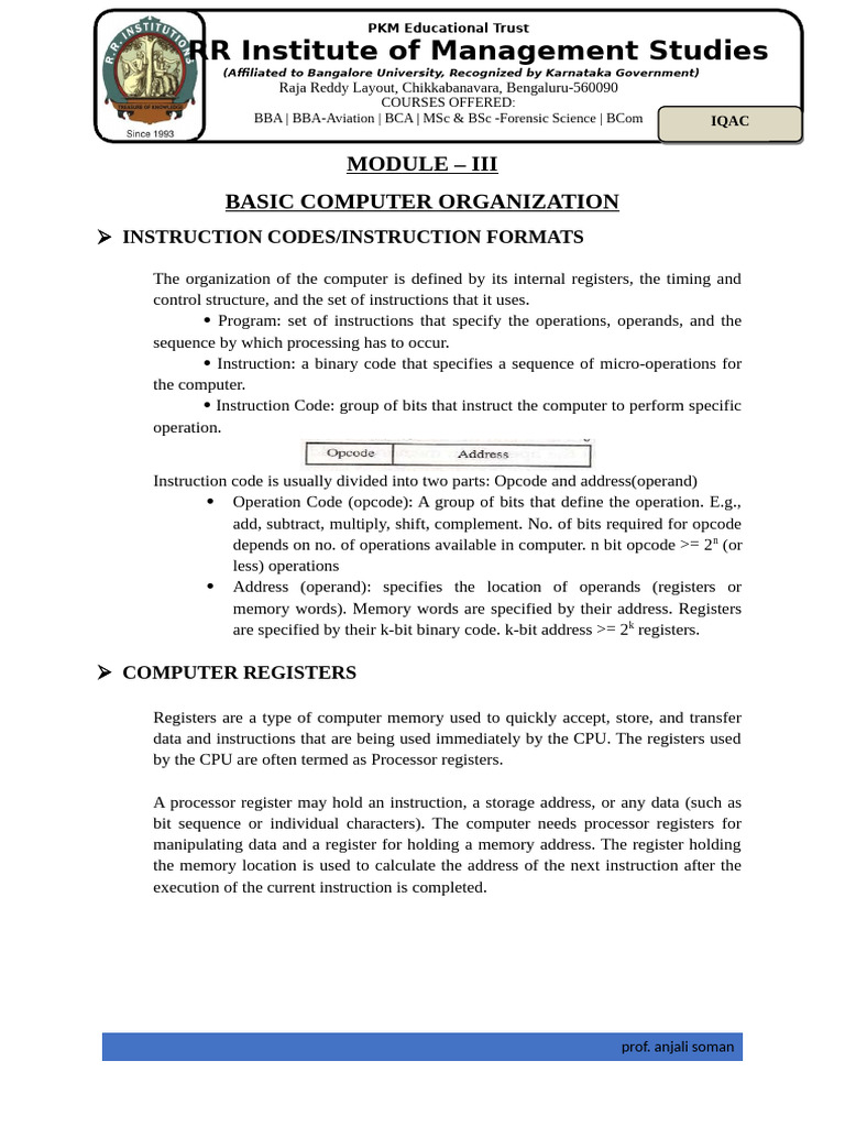 Computer Organization: Instructions & Registers | PDF | Central ...