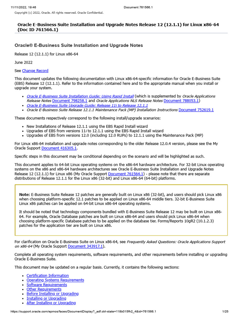 Oracle E-Business Suite Installation and Upgrade Notes Release 12 12.1. ...