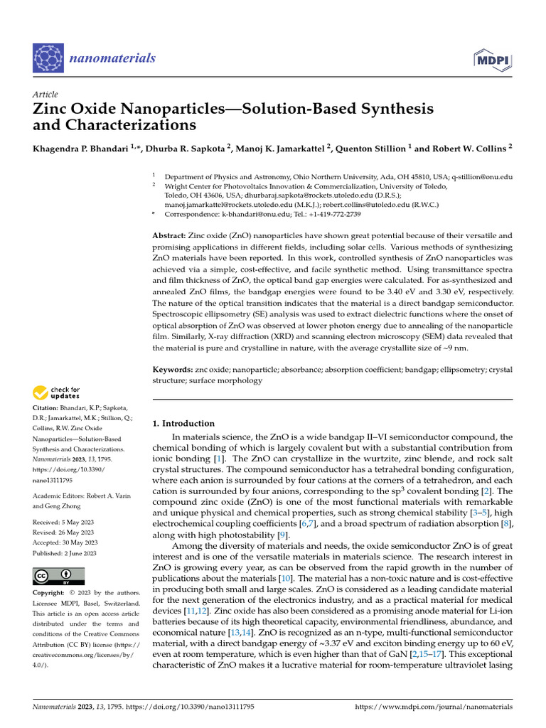 Zinc Oxide Nanoparticles-Solution-Based Synthesis | PDF | Zinc Oxide ...