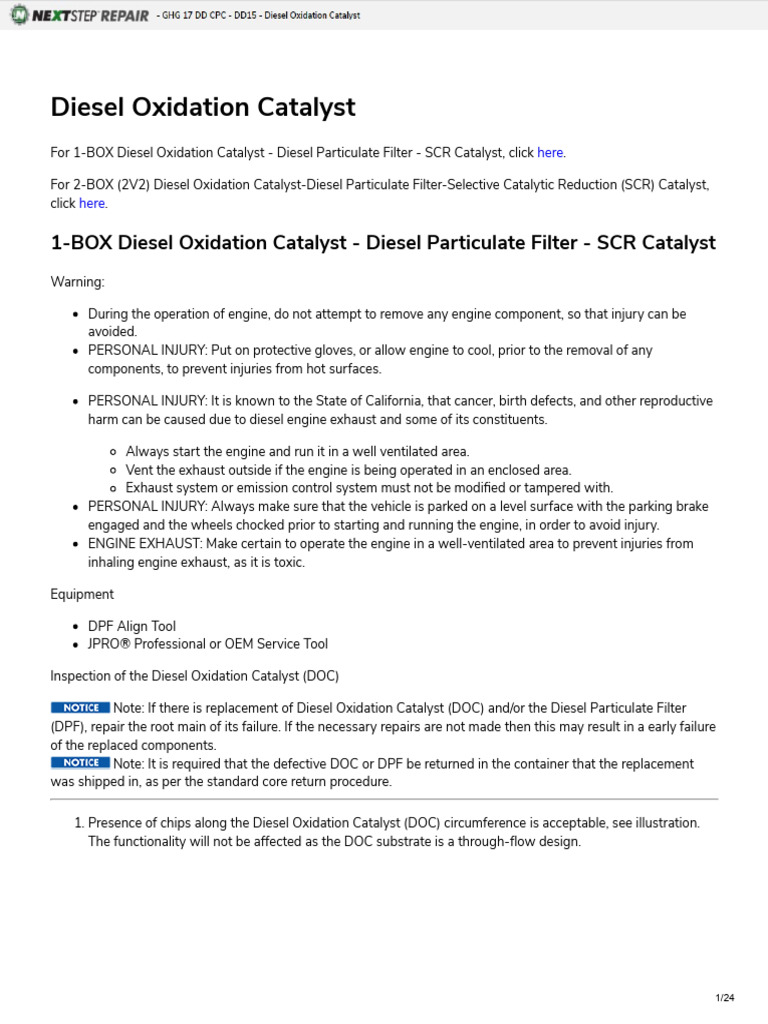 Detroit GHG17 DD15 Diesel Oxidation Catalyst | PDF | Exhaust Gas