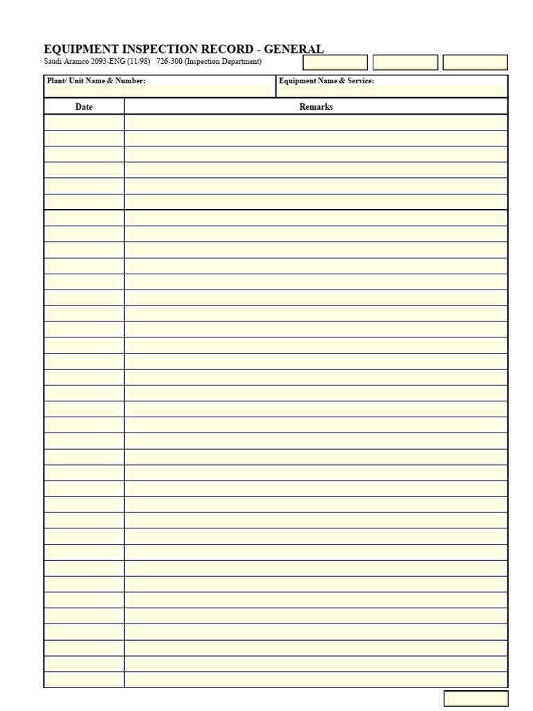 Equipment Inspection Record - General | PDF