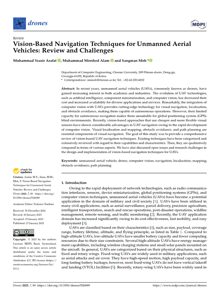 Vision-Based UAV Navigation Review | PDF | Unmanned Aerial Vehicle ...