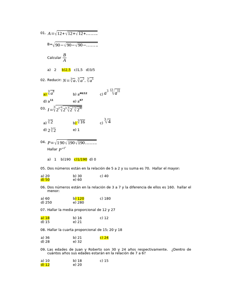 Ejercicios de Matemáticas y Problemas | PDF