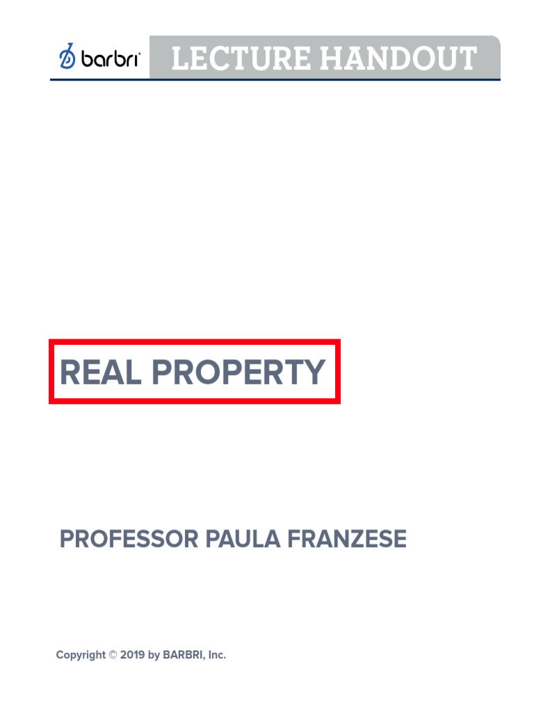 Real Property Bar Exam Study Guide | PDF | Concurrent Estate | Fee Simple