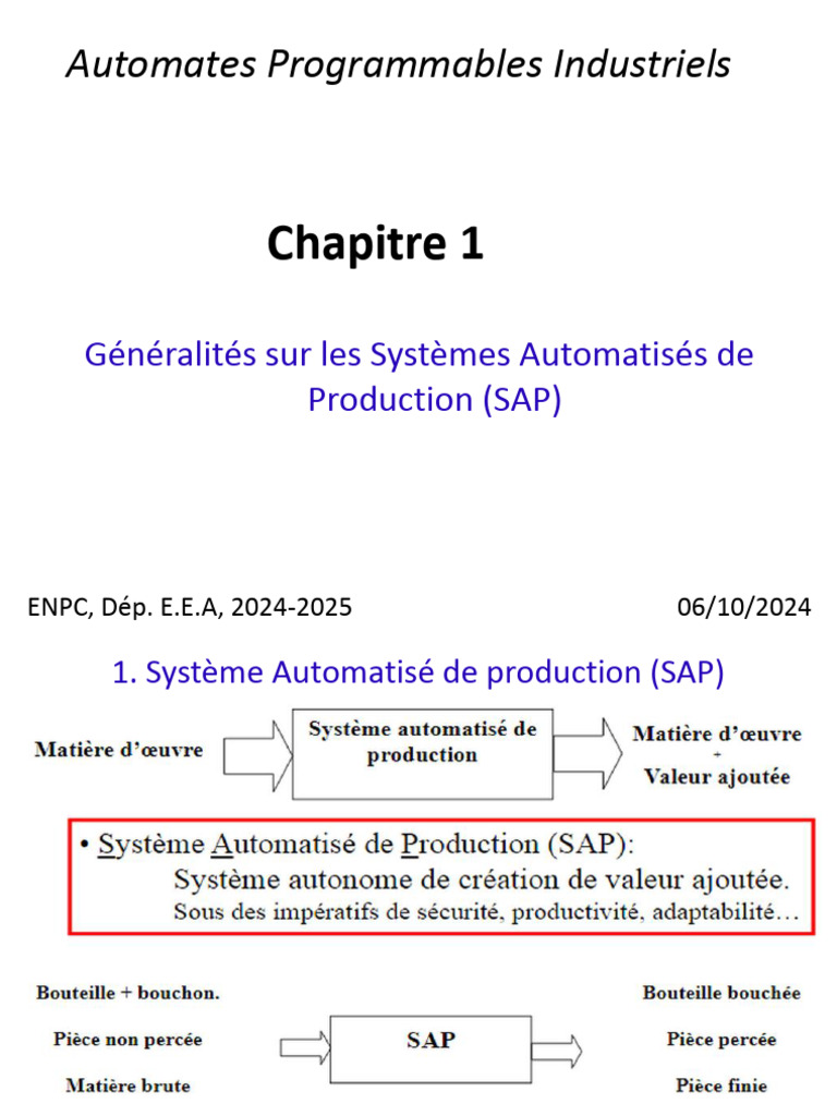 Systèmes Automatisés de Production | PDF | Électrotechnique | Équipement
