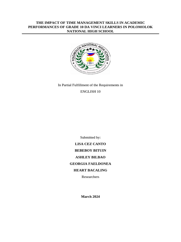 Time Management's Effect on Grade 10 Success | PDF | Procrastination ...