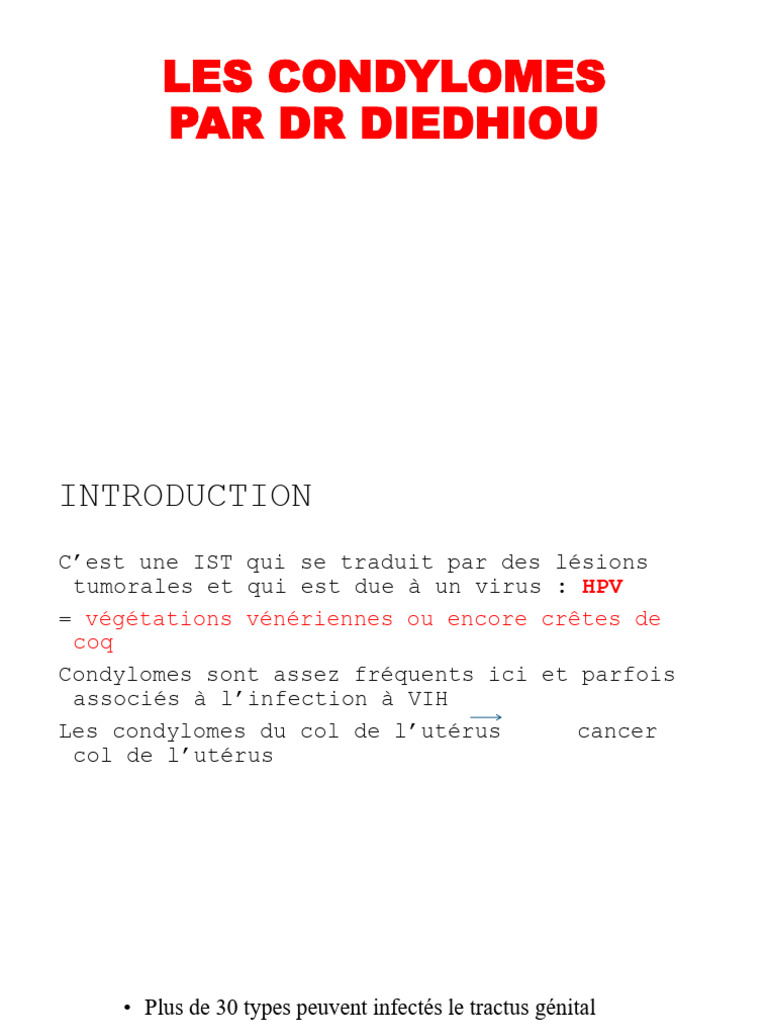Condylomes : Diagnostic et Traitement | PDF