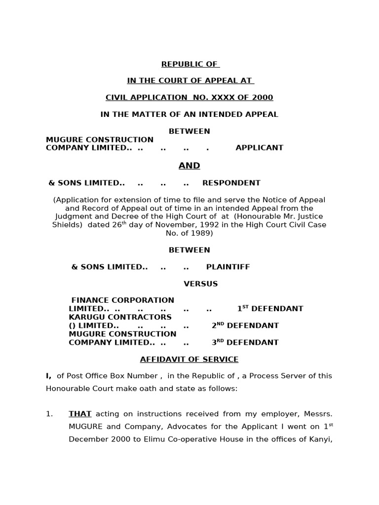 Appeal Application and Service Affidavit | PDF | Affidavit | Service Of ...