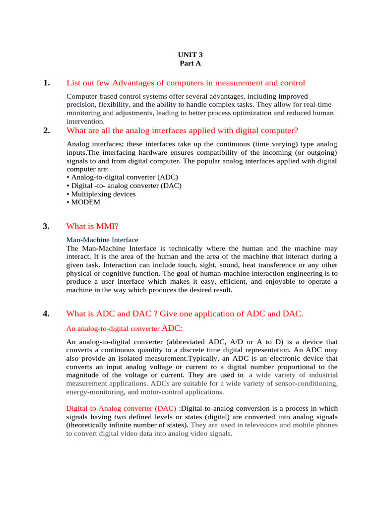 UNIT 3 | PDF | Analog To Digital Converter | Digital To Analog Converter