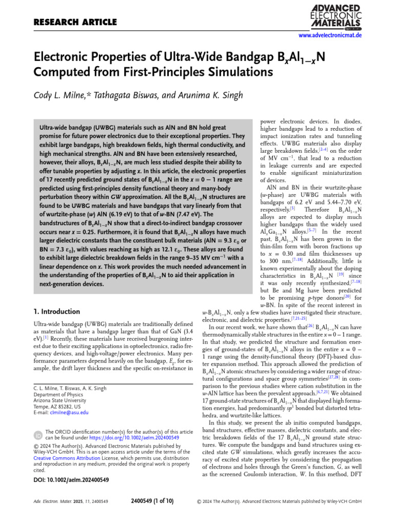 Electronic Properties of Ultra-Wide Bandgap BxAl1 | PDF | Band Gap ...