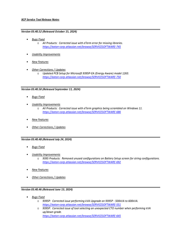 XCP Service Tool Release Notes 03.40 | PDF | Software Bug | Microsoft Excel