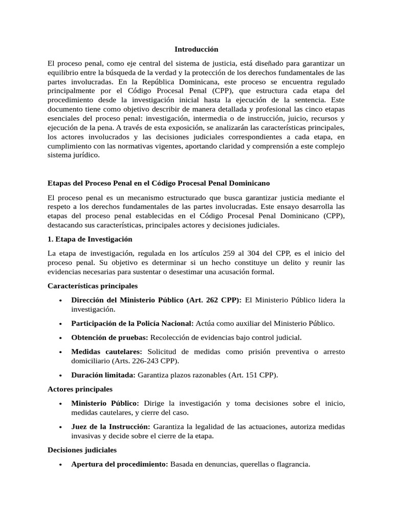 Etapas del Proceso Penal Dominicano | PDF | Sentencia (ley) | Derecho penal