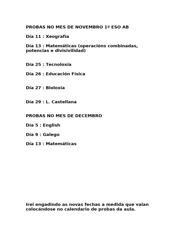 Probas No Mes de Novembro | PDF
