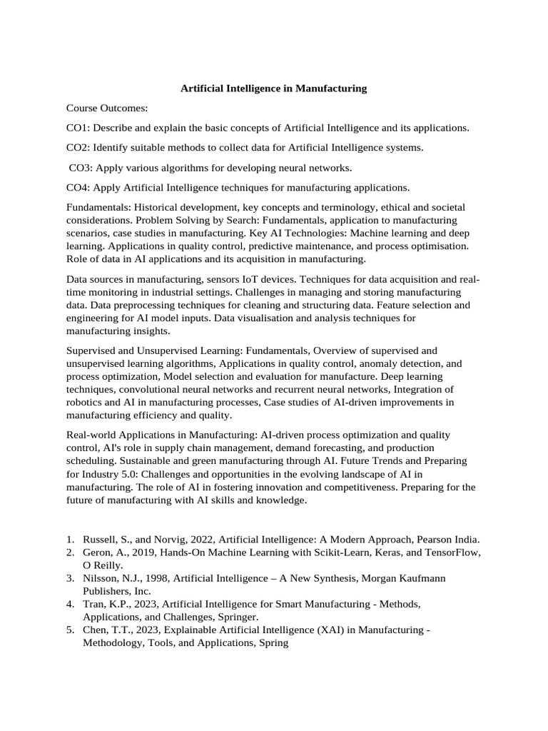 AI Applications in Manufacturing | PDF | Artificial Intelligence ...