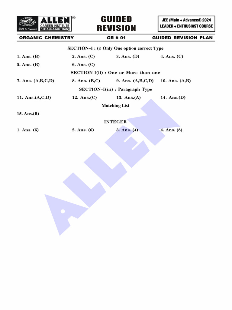 Organic Ans Key | PDF