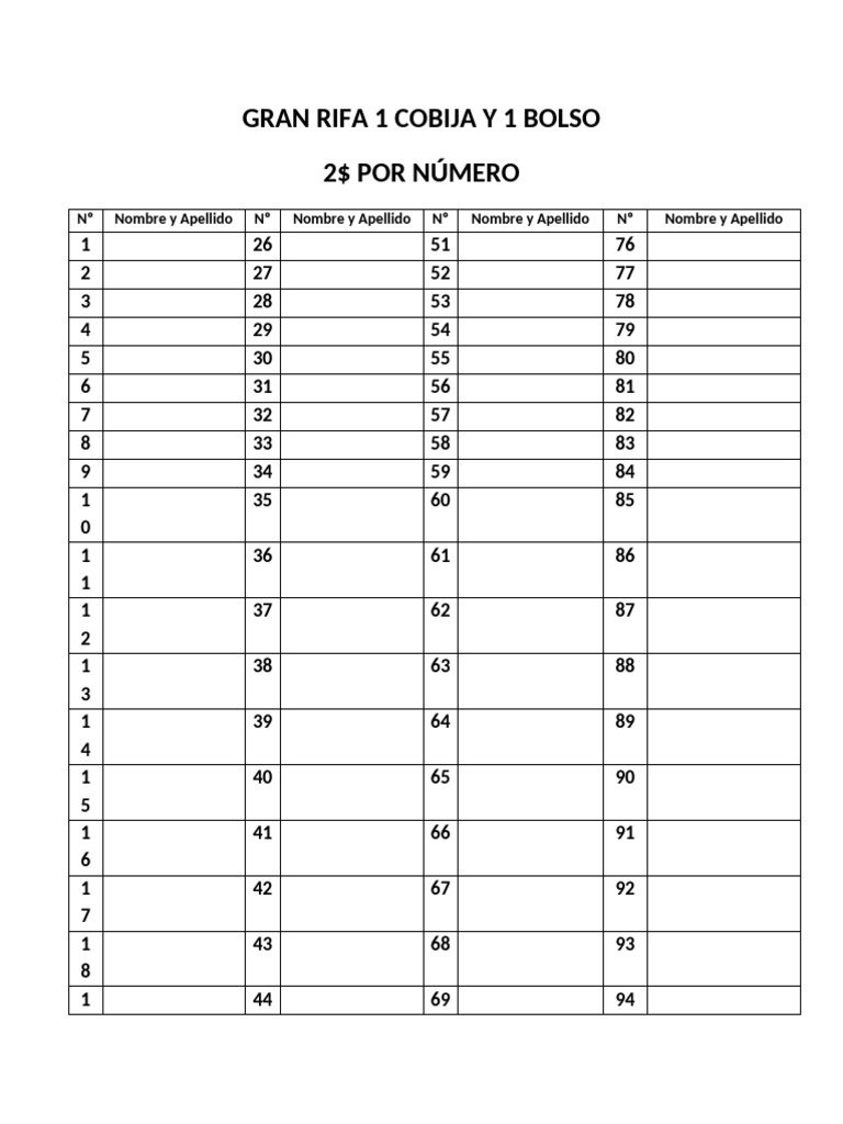 Gran Rifa 1 Cobija y 1 Paño Jumbo | PDF