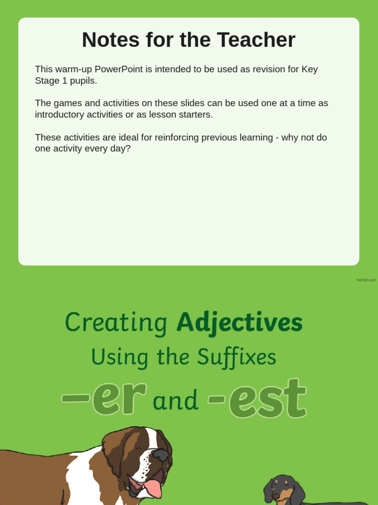 T L 53610 Year 2 Creating Adjectives Using The Suffixes Er and Est ...