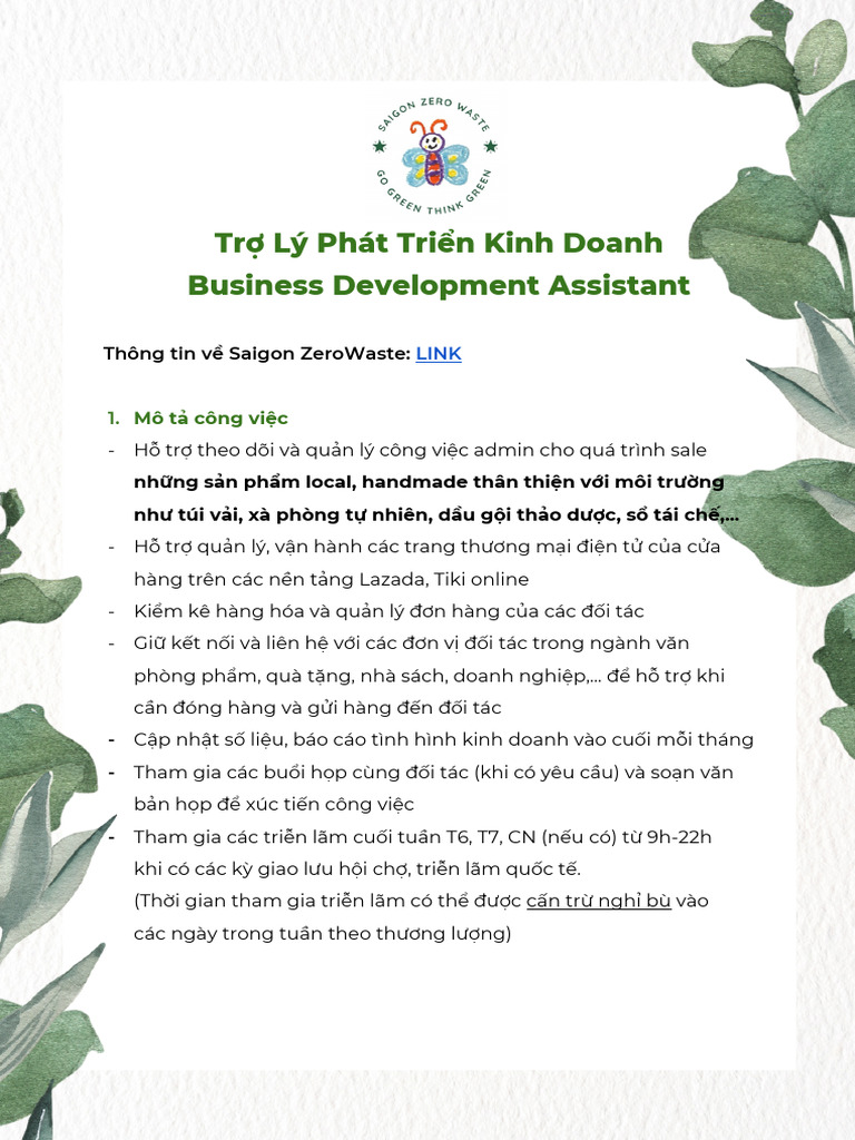 JD Business Dev Assistant | PDF