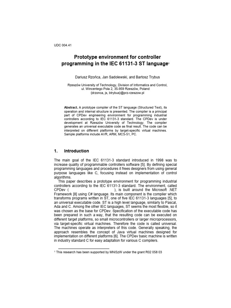 2007 Prototype Environment For Controller Programming in The | PDF ...