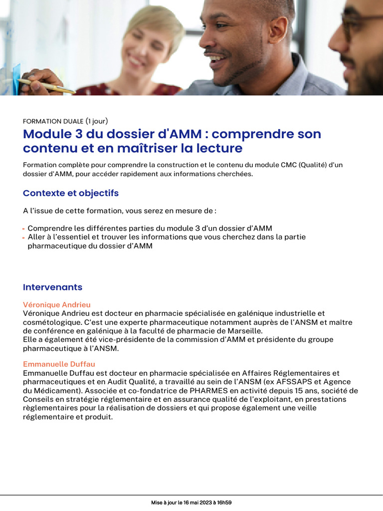 Formation sur le Module 3 d'AMM | PDF | Pharmacien | Pharmacie