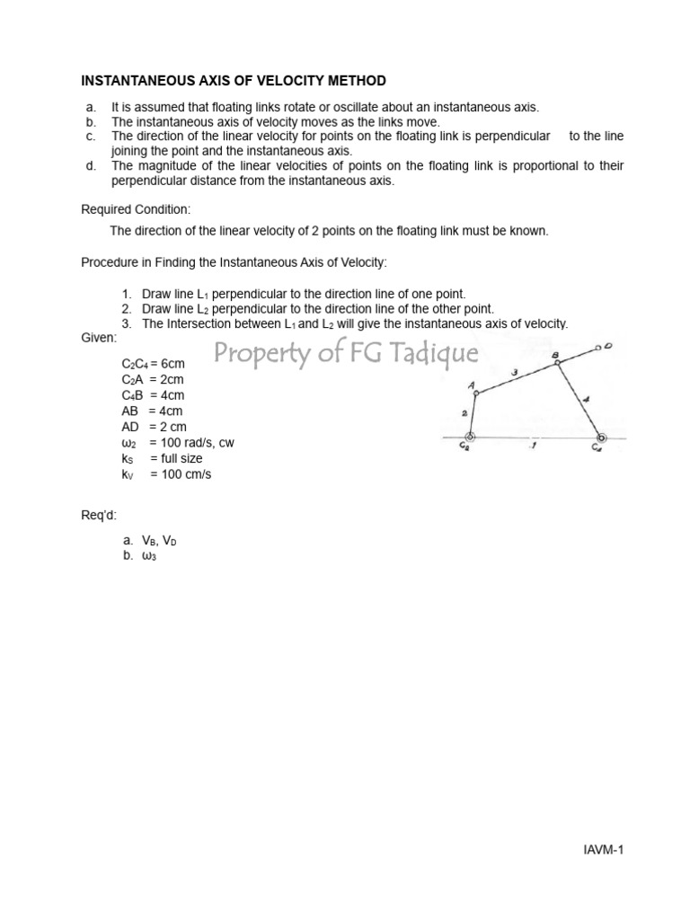 Hand Outs On Instantaneous Axis of Velocity Method 2024 | PDF ...