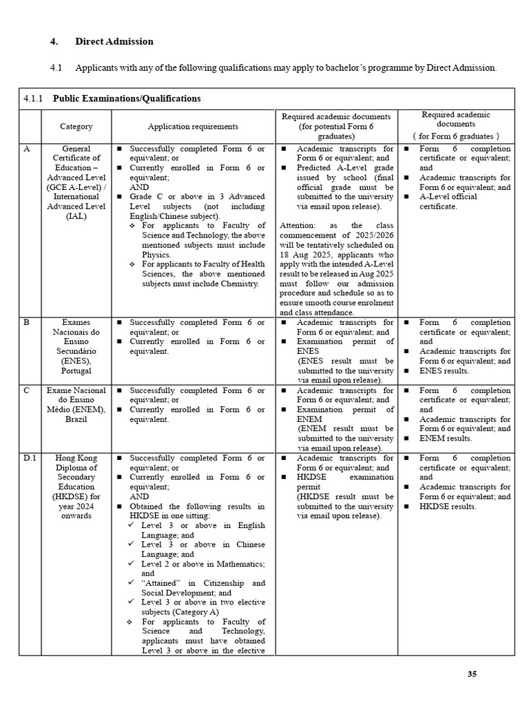 Direct Admission Guidelines | PDF | Academic Degree | Advanced Placement