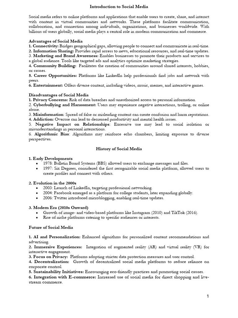 Social Media Overview: Benefits & Types | PDF | Popular Culture & Media ...