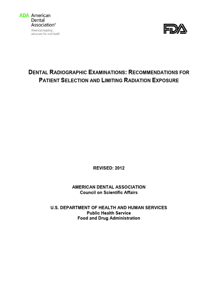 ADA Guidelines for Dental Radiographs | PDF | Radiography | Dentistry