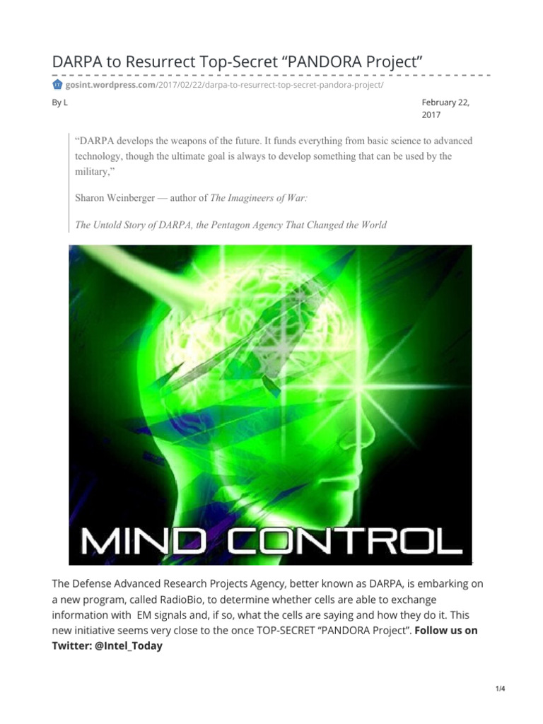 DARPA Revives Top-Secret PANDORA Project | PDF | Darpa