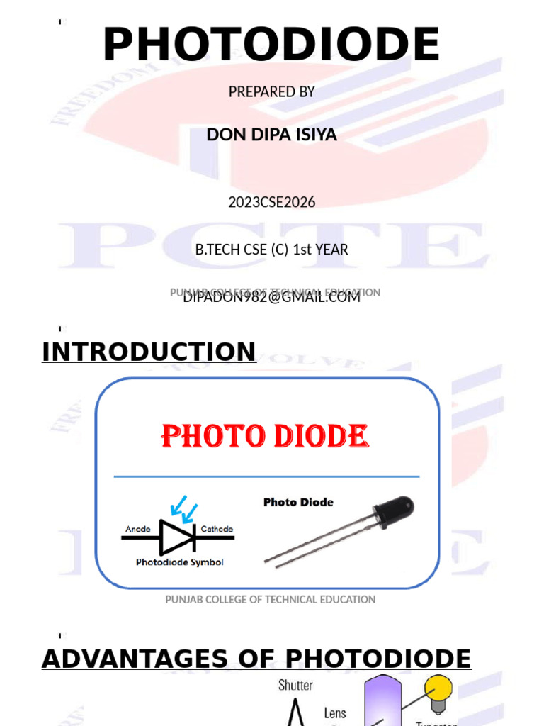 Advantages and Disadvantages of Photodiodes | PDF