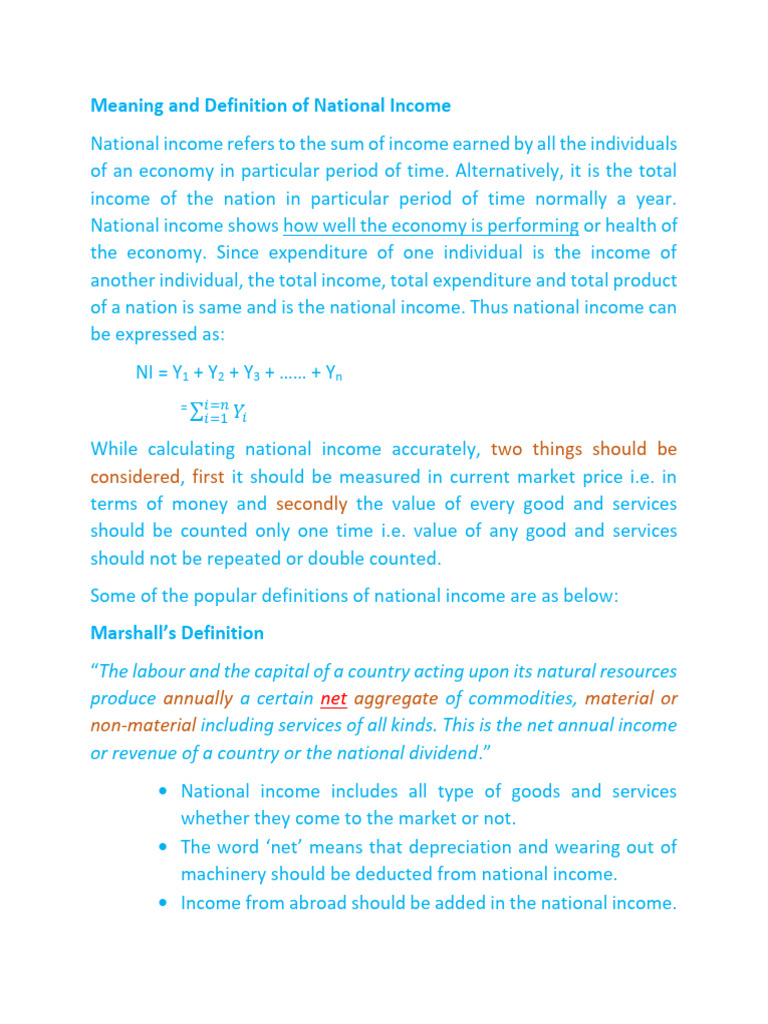 NATIONAL INCOME MEANING DEFINITION MEASUREMENT AND CONCEPT visual data 4