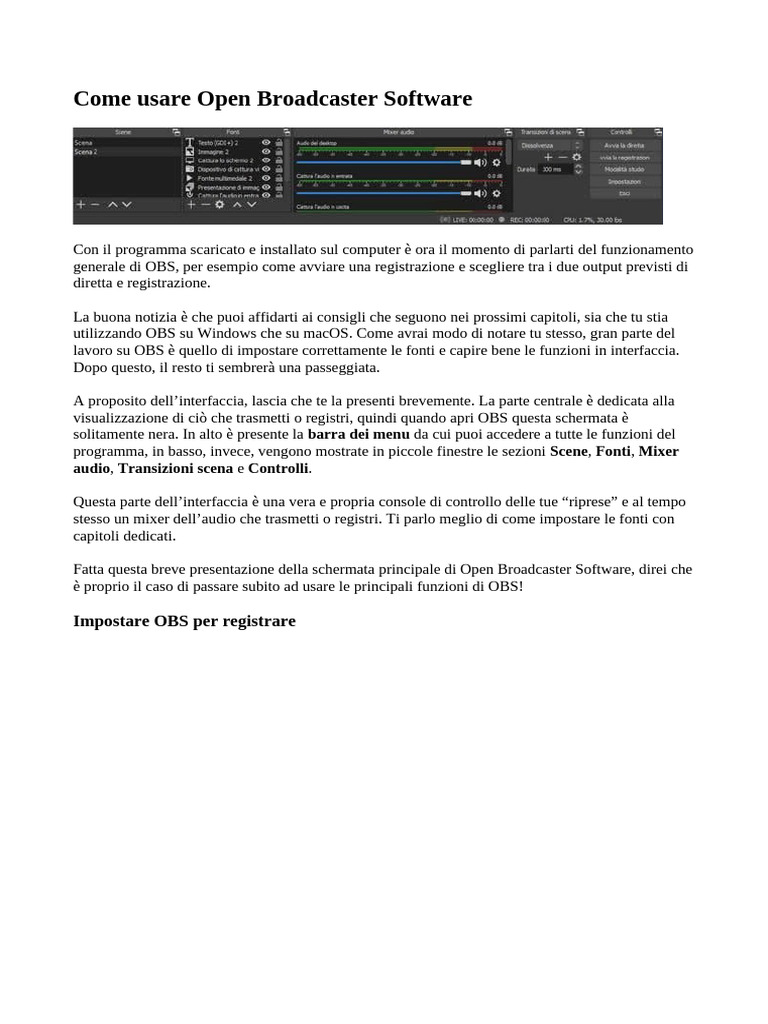 OBS - Come Usare Open Broadcaster Software | PDF