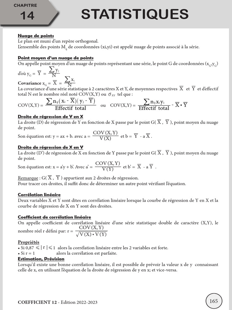 Calcul de la covariance et corrélation | PDF | Ajustement affine ...