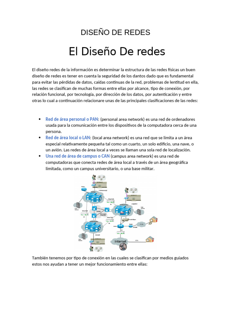 Diseño y Tipos de Redes Informáticas | PDF | Red de computadoras ...