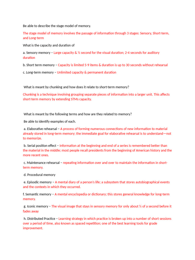 Study Guide For Exam 3 PSYCH1 | PDF | Memory | Motivational