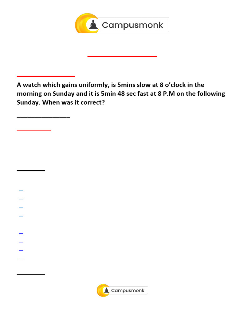 Clock Angle and Time Calculations | PDF | Clock | Hour