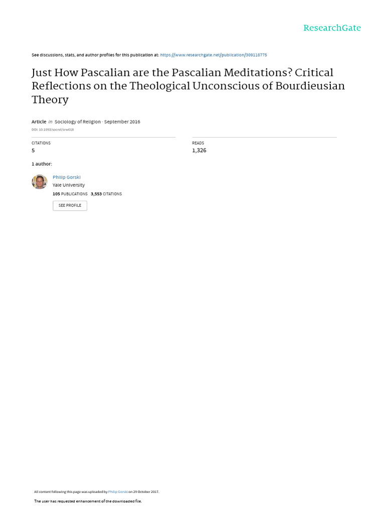 Just How Pascalian Are The Pascalian Meditations C | PDF | Sociology ...